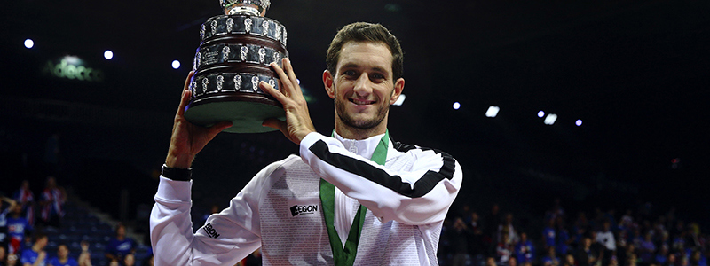 James Ward with the 2015 Davis Cup trophy