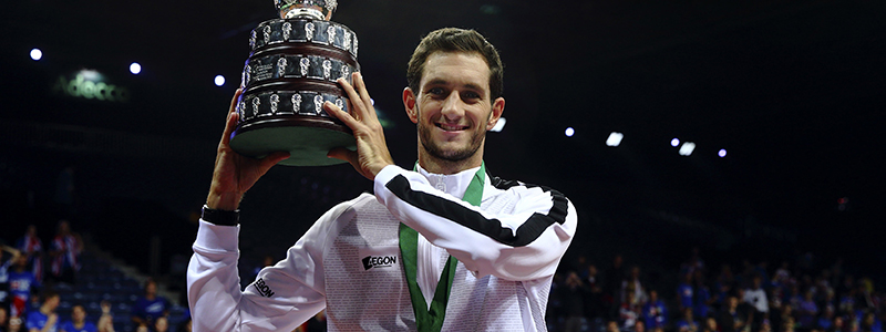 James Ward with the 2015 Davis Cup trophy