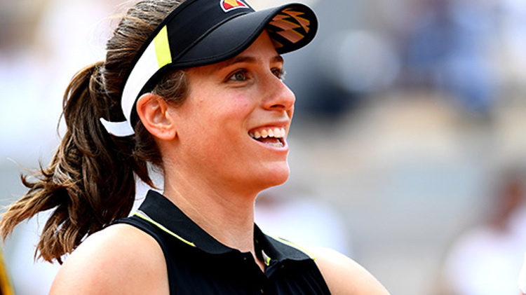 Johanna Konta celebrating a tennis shot