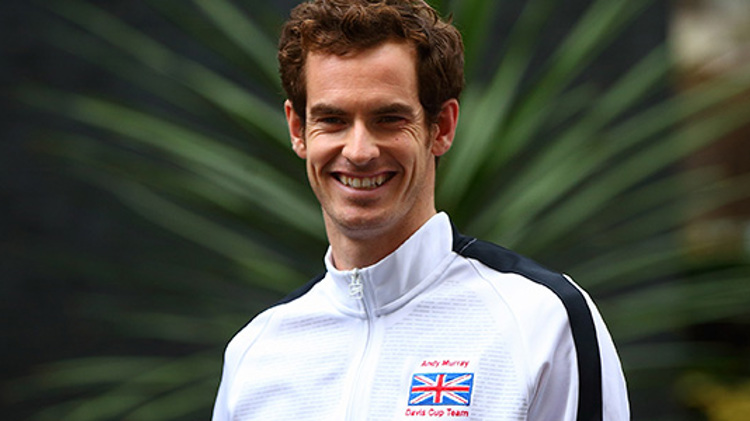 portrait of andy murray smiling wearing davis cup team jacket