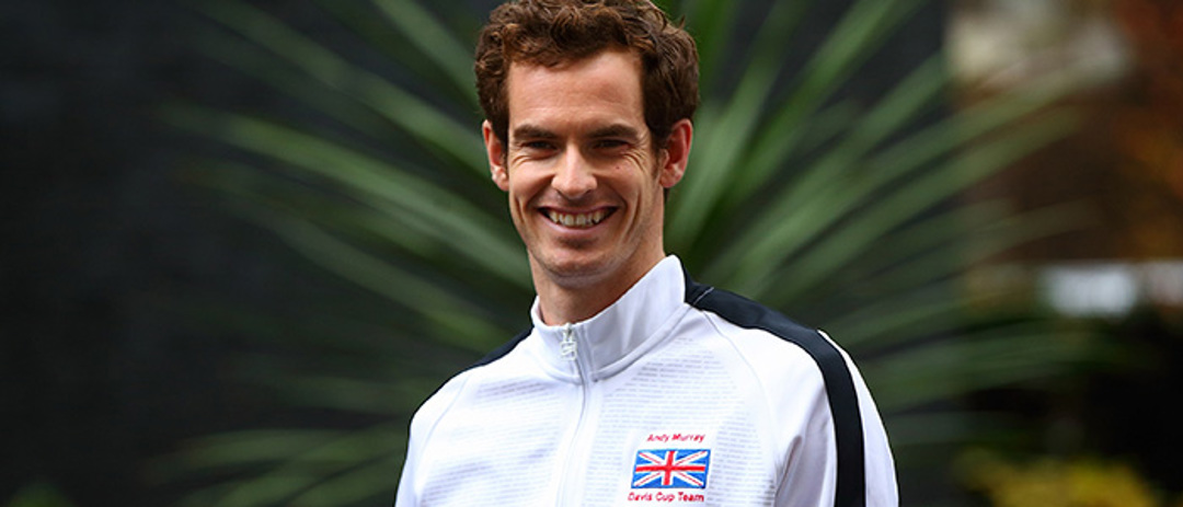 portrait of andy murray smiling wearing davis cup team jacket