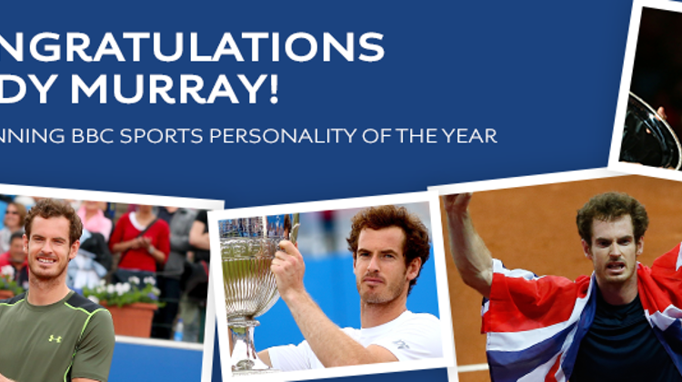 Montage of pictures of Andy Murray celebrating after winning the BBC Sports Personality of the Year