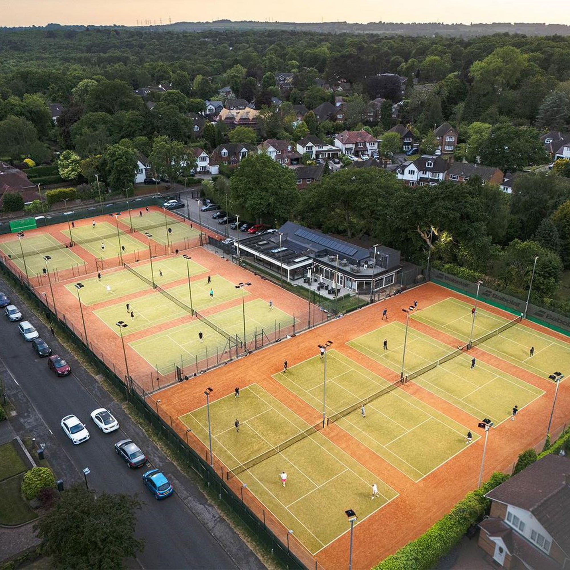 Streetly Tennis Club courts lit up by floodlights